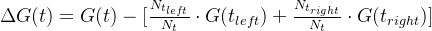 \Delta G(t)=G(t)-[\frac{N_{t_{left}}}{N_{t}} \cdot G(t_{left})+\frac{N_{t_{right}}}{N_{t}} \cdot G(t_{right})]