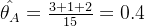 \hat{\theta _{A}}=\frac{3+1+2}{15}=0.4