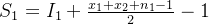 S_1=I_1+\frac{x_1+x_2+n_1-1}{2}-1