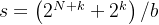 s = \left ( 2^{N+k}+2^{k} \right )/b