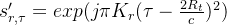s'_{r, \tau }=exp(j\pi K_{r}(\tau -\frac{2R_{t}}{c})^{2})