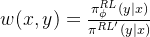 w(x,y) = \frac{\pi _{\phi }^{RL}(y|x)}{\pi ^{RL'}(y|x)}